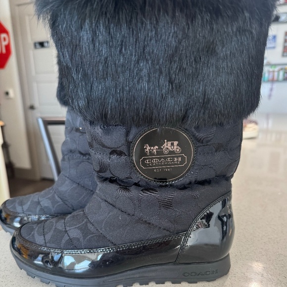 Coach Joyous boots Black with black CC print. - Picture 1 of 4